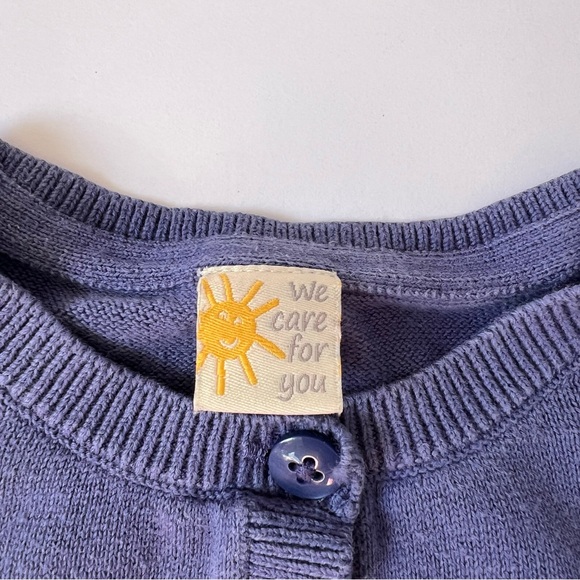 Set Of 2 Green Button Blue Pink Tan Sun Button Cardigan Organic Cotton 86/92 24m - Picture 5 of 7